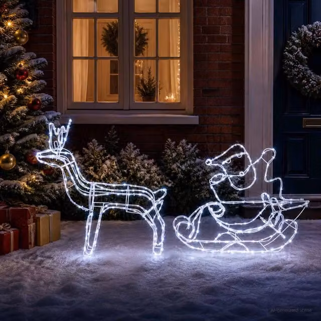 Decorazione natalizia con renna e slitta LOVIISA 320 LED 42053461