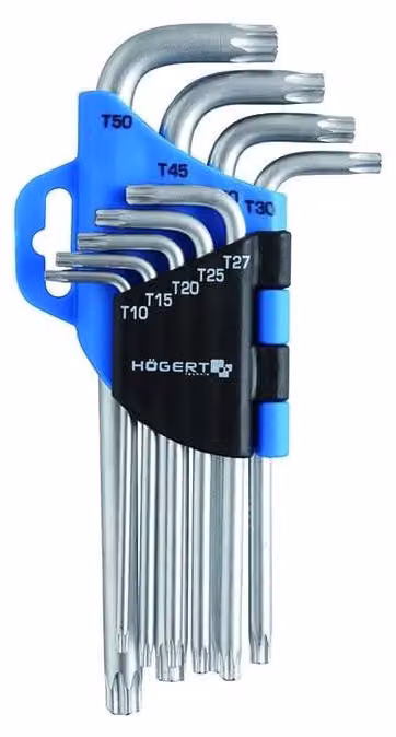 Set di chiavi Torx - da T10 a T50 - 9 pezzi - Acciaio CrV - Argento