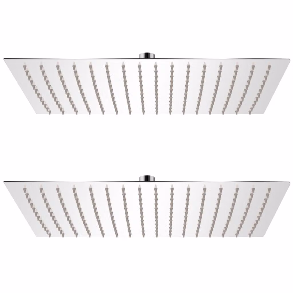 The Living Store Soffioni doccia a pioggia 2 pz. Acciaio inox 30 x 40 cm