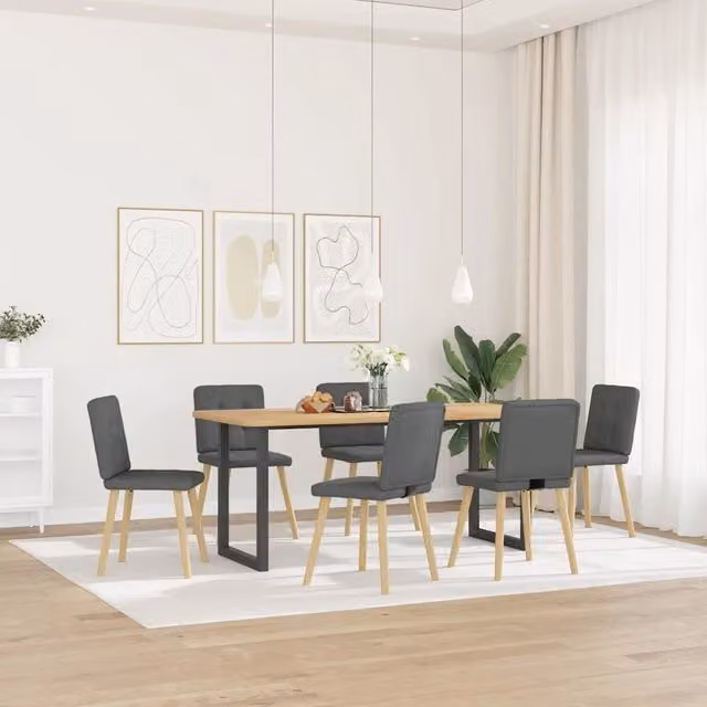 Sedie da Pranzo 6 pz Grigio Scuro in Tessuto 3315439