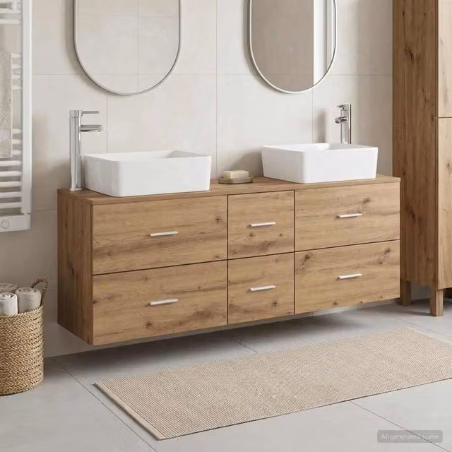 Set di Armadi da Bagno 3 pz Rovere Artigianale 3405866