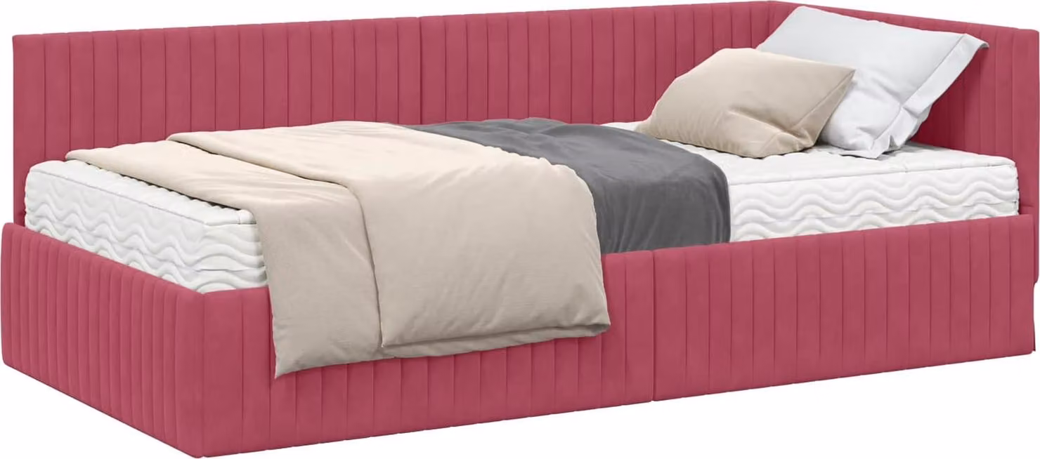 Struttura Letto Angolare con Materasso 2 pcs Verde Velluto