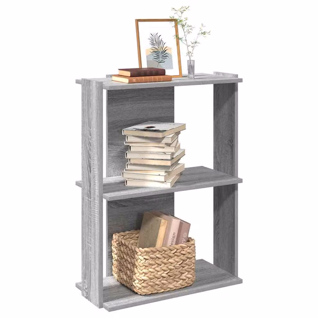 Libreria vidaXL a 3 Ripiani Grigia in Legno e MDF L 60 cm x P 30 cm x H 80 cm