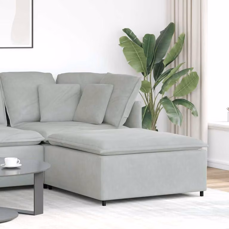 vidaXL Modulo Poggiapiedi Divano Modulare in Velluto Grigio L/P/H: 100 x 100 x 48 cm
