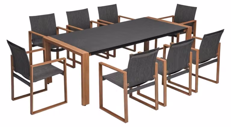 Set di mobili da giardino raumhirsch DUISBURG, 7 pezzi: tavolo da giardino, 6 sedie con braccioli, gruppo sedute, mobili per terrazza, colore antracite