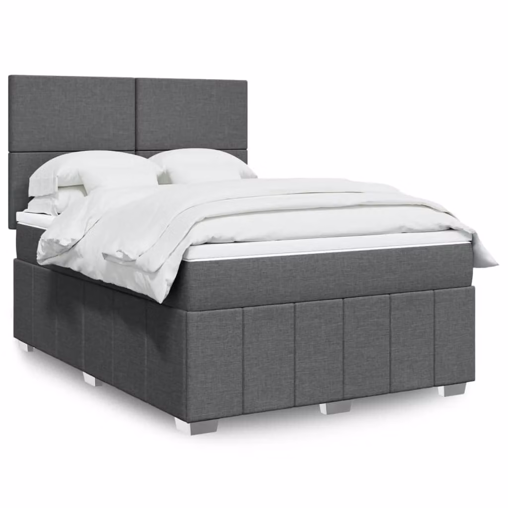 vidaXL Letto Ibrido con Giroletto a Molle e Materasso a Tasche Grigio e Bianco L/P: 140 x 190 cm