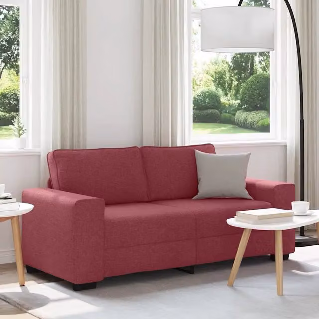 Divano a 2 posti moderno vidaXL in tessuto rosso per soggiorno o ufficio L: 180 cm, P: 77 cm, H: 82 cm