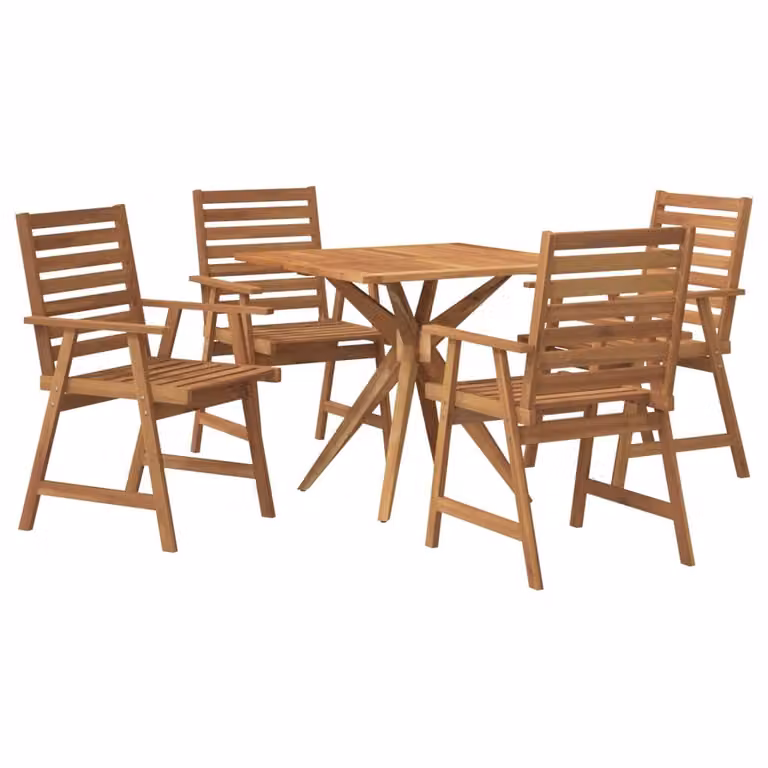 set da pranzo da giardino 5 pezzi in legno massiccio di acacia