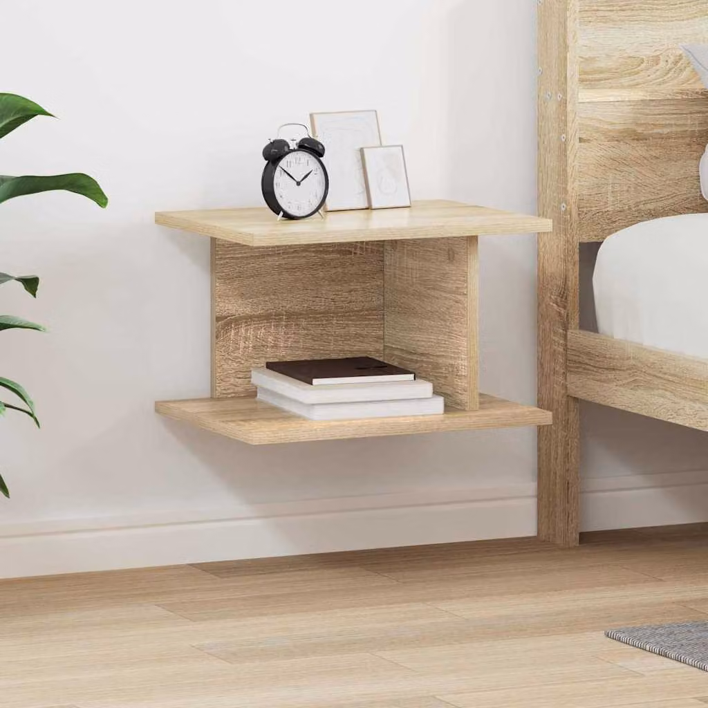 Comodino moderno vidaXL in legno ingegnerizzato color rovere sonoma, L 40 cm x P 30 cm x H 25 cm