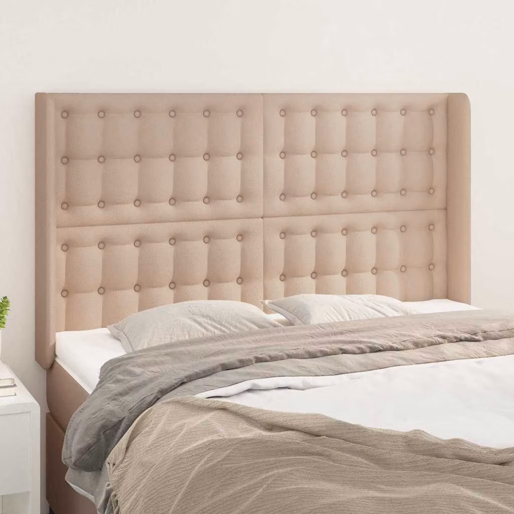 Testiera ad Orecchio vidaXL in Similpelle Beige/Marrone L: 147 cm, P: 16 cm, H: 118-128 cm