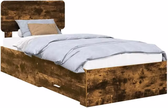Letto singolo | Letto per adulti | Struttura del letto Rovere fum¨¦ 75 x 190 cm Legno multistrato