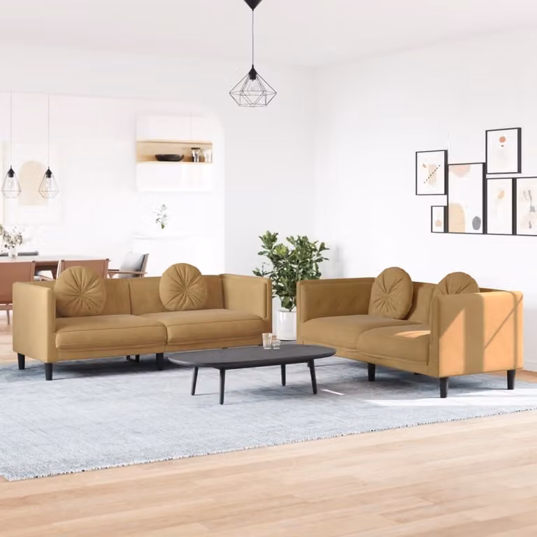 Maison Exclusive - Set divano a 2 posti con cuscini in velluto marrone