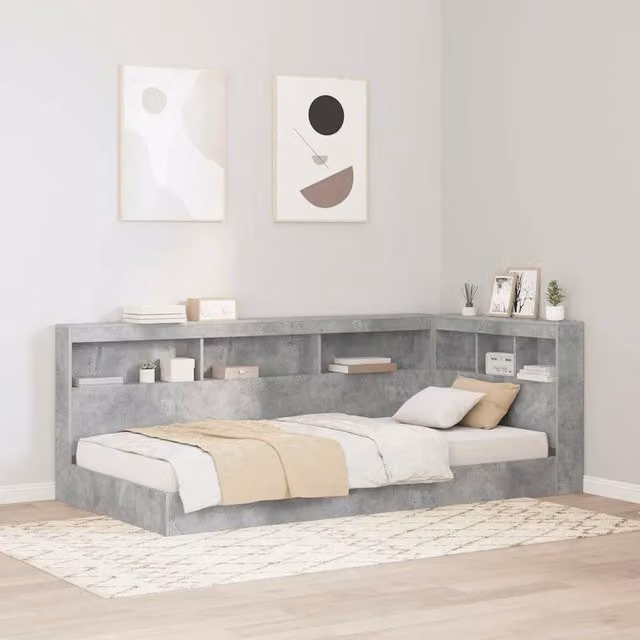 Letto Libreria Grigio cemento 75 x 190 cm Legno ingegnerizzato 3335756