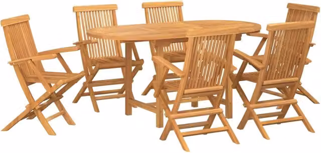 Set da Pranzo per Giardino 7 pz Marrone Legno di teak solido 3157131
