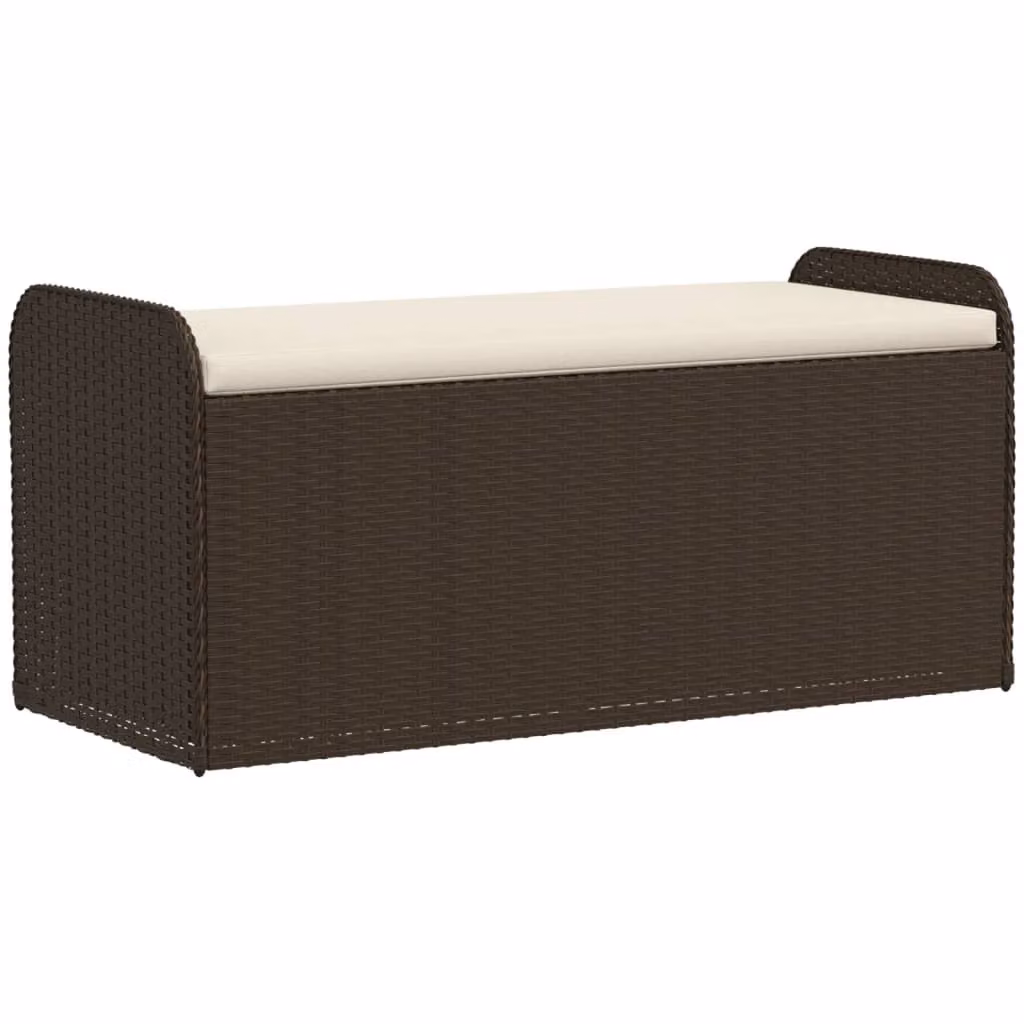 Cassapanca con Cuscino Marrone 115x51x52 cm in Polyrattan