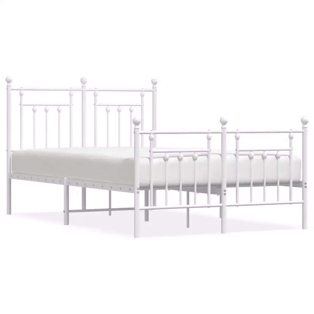 Giroletto con testiera e pediera in metallo bianco vidaXL L/P/H: 135 x 190 x 97 cm – 2