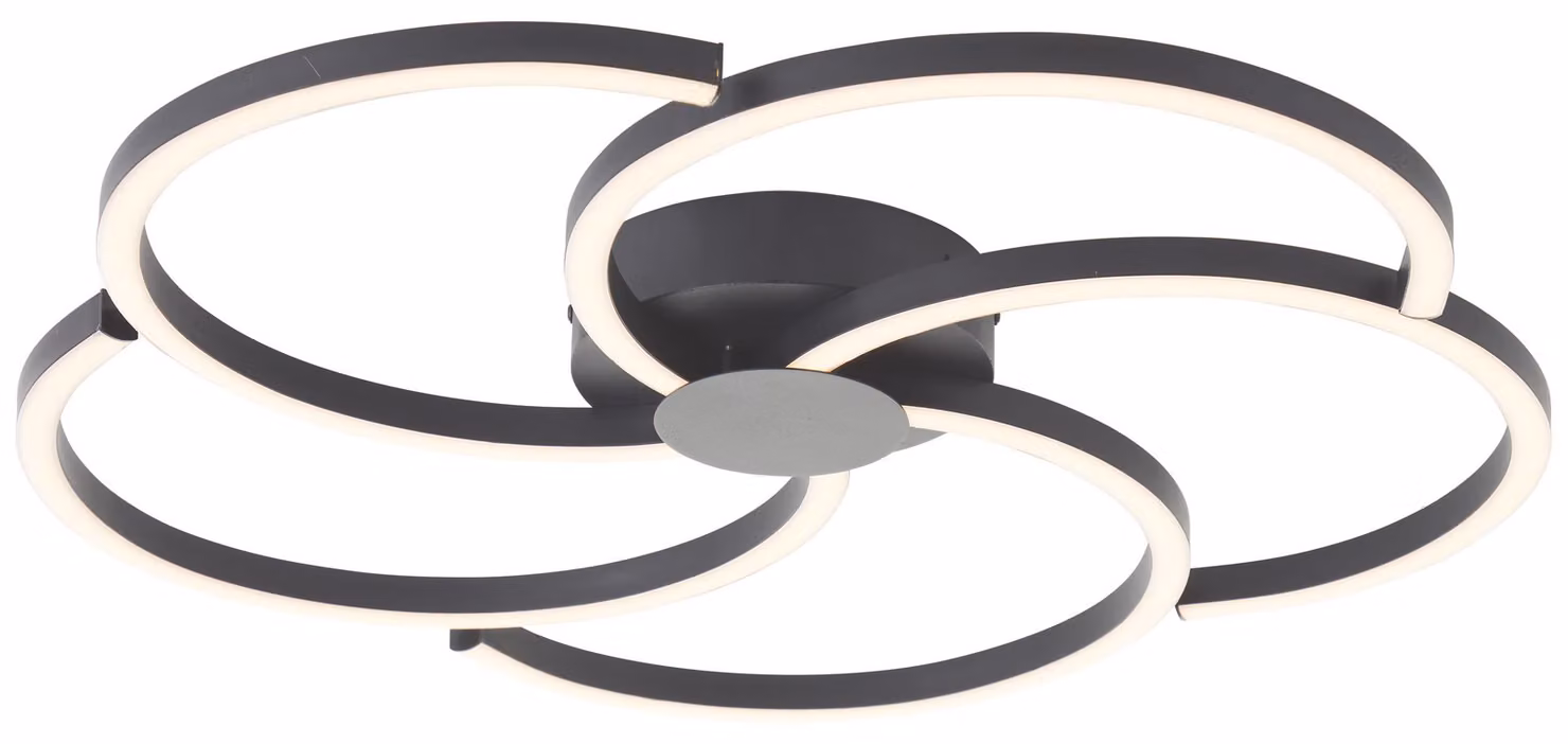 Plafoniera LED brillante Fico Plafoniera LED, 52 cm, 3300 lm, 3000 K, dimmerabile, alluminio, nero