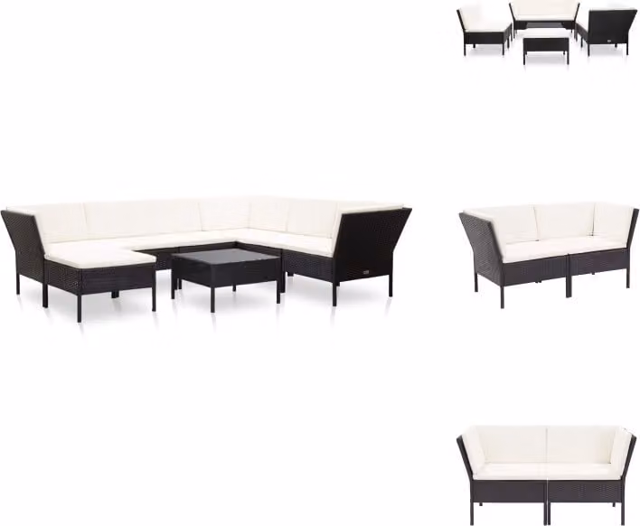 vidaXL set salotto da giardino 8 pezzi con cuscini in poly rattan nero - Set di mobili da giardino