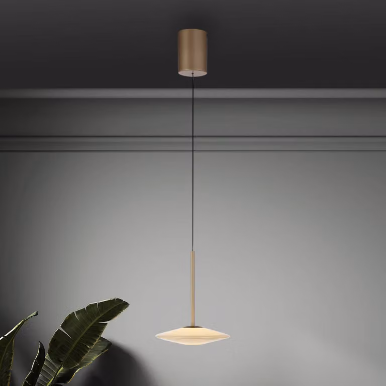 Paul Neuhaus lampada LED a sospensione Elipsa, 1 luce, dimmerabile, Bronzo / Ottone antico, Soggiorno / Sala da pranzo, Vetro
