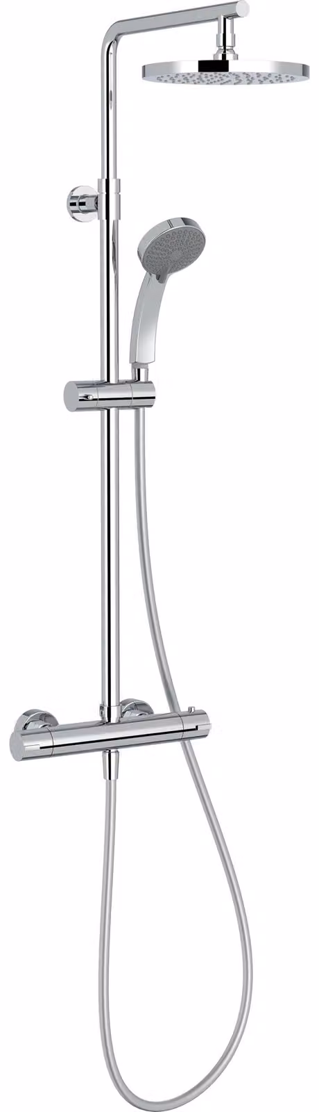 Termostato per doccia, colonna da 20 cm, soffione, doccetta manuale a 4 getti, cromata