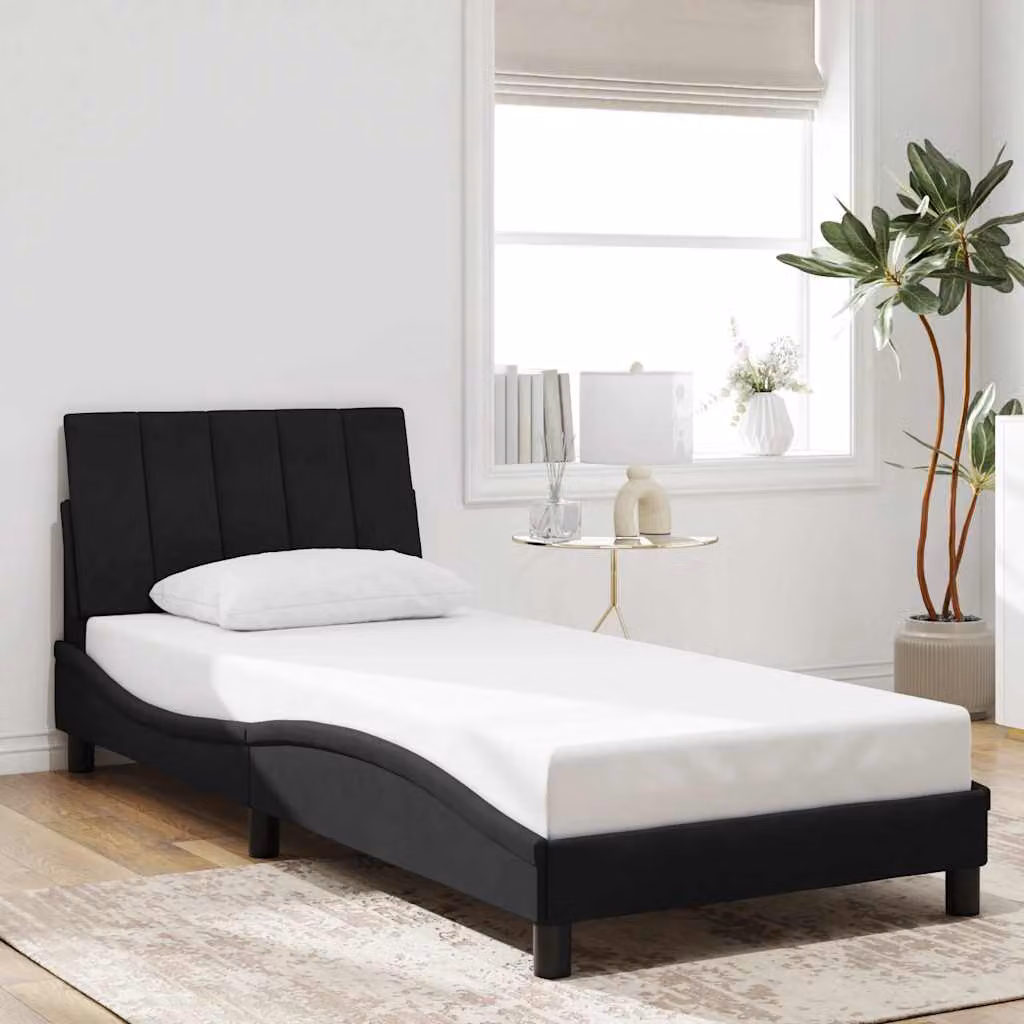 vidaXL Giroletto Hanko Nero in Velluto senza Materasso L/P: 90 x 190 cm