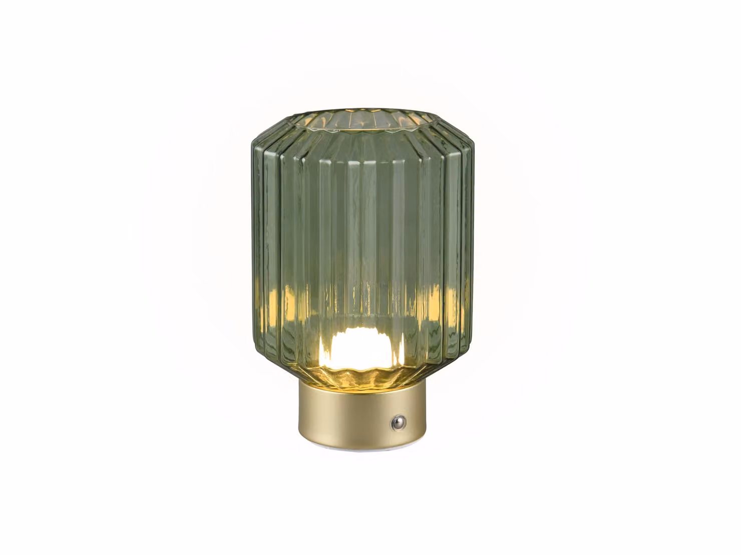 Lampada da tavolo a LED - H 19 cm - Verde - Colore ottone - Vetro - Metallo - Regolabile