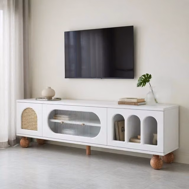 Cassettiera TV bianca in truciolare lunghezza 170 cm
