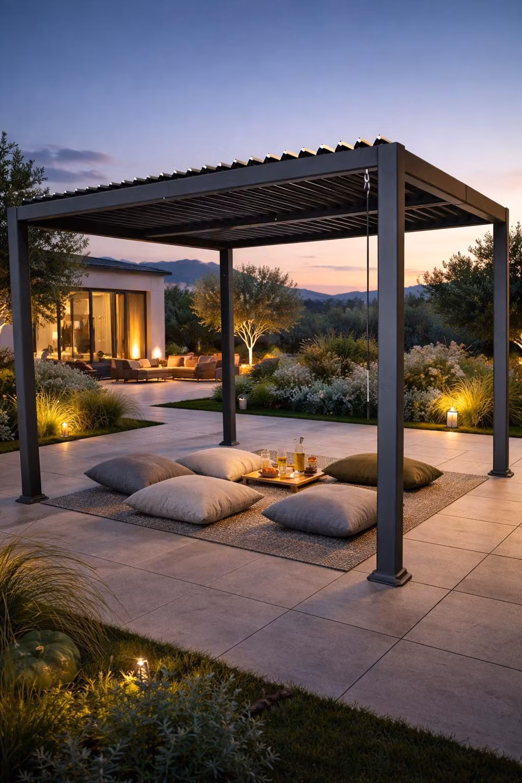DEGAMO Gazebo a lamelle Gazebo da giardino BARACOA 300x300cm, alluminio grigio scuro