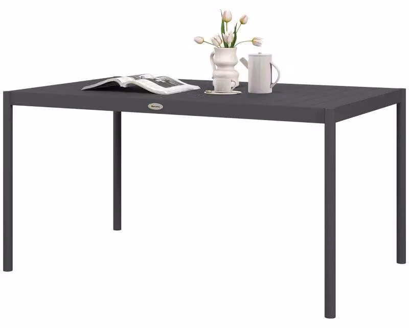 Tavolo da giardino in alluminio per 6 persone | Colore: grigio scuro | Dimensioni: 90x145x74 cm