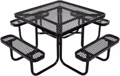 Set da picnic VEVOR in acciaio rivestito nero con foro per ombrellone per giardino e patio, L: 116 cm, P: 74,5 cm, H: 71,8 cm