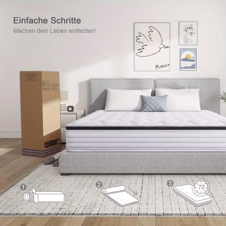 Materasso ibrido in memory foam, disponibile in due altezze (20 cm e 22 cm), con sistema di supporto a 7 zone e molle insacchettate per un comfort ottimale e una temperatura ideale durante il sonno. Disponibile nelle dimensioni: 90x200 cm, 120x200 cm, 140