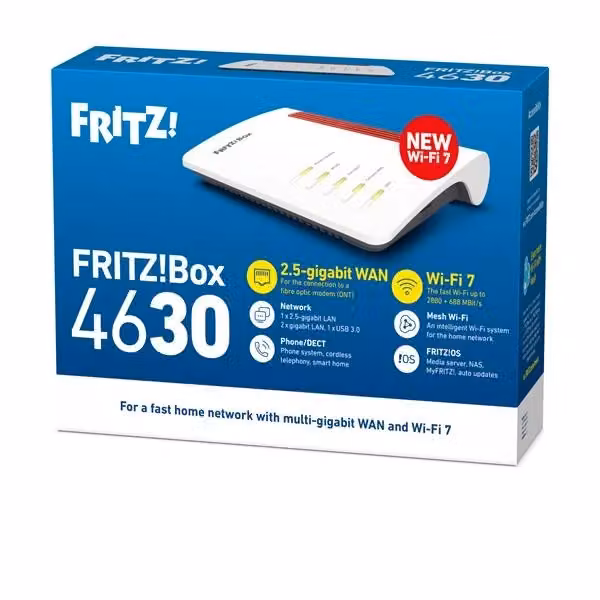 Router AVM FRITZ! 4630 International Dual Band Mesh Bianco e Rosso con Ethernet e USB – 3