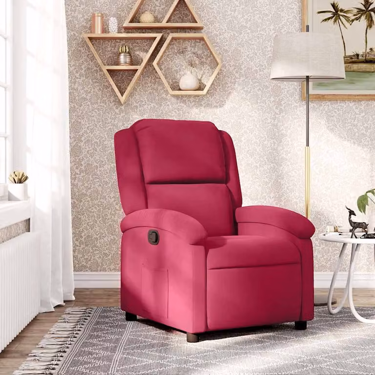 vidaXL Poltrona Reclinabile Moderna in Velluto Rosso con Braccioli