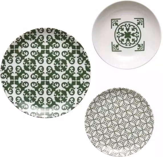 Set di 6 piatti in ceramica e porcellana color verde smeraldo IPERBRIKO, lavabile in lavastoviglie e utilizzabile in microonde