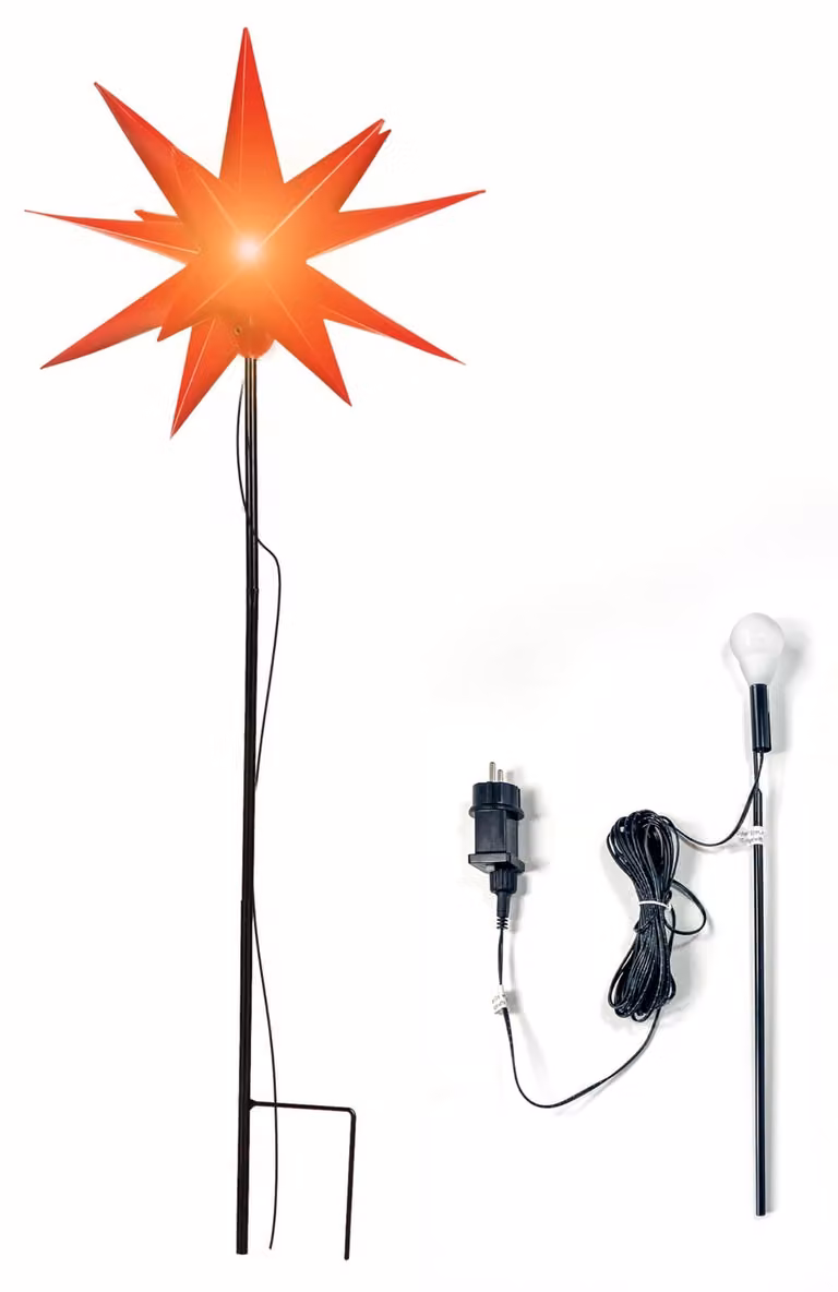 Fanale a LED 3D per esterno, a forma di stella, diametro 57 cm, 18 punte, resistente agli agenti atmosferici, con timer