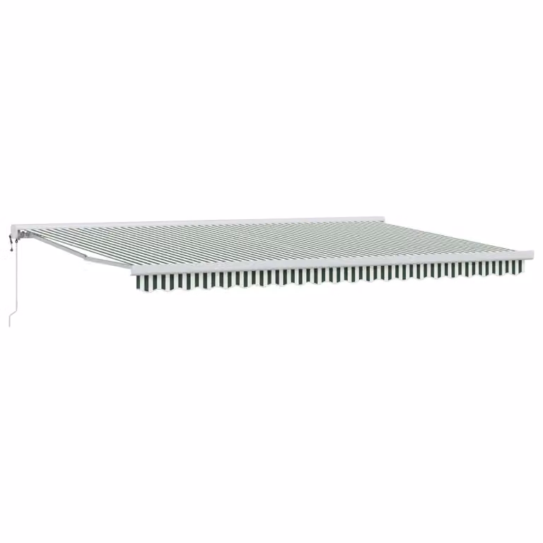 Tenda retrattile con bracci pieghevoli vidaXL in poliestere, Verde e Bianco, L: 500 cm, P: 300 cm, H: 165 cm