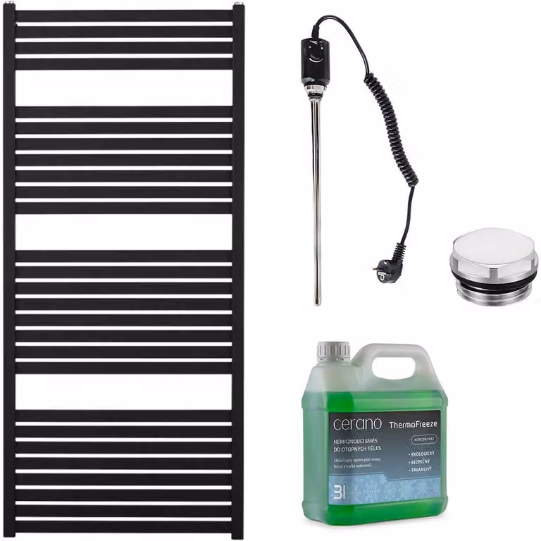 Set di radiatori elettrici da bagno Vincenzo - 600W - nero opaco - 1330x600 mm
