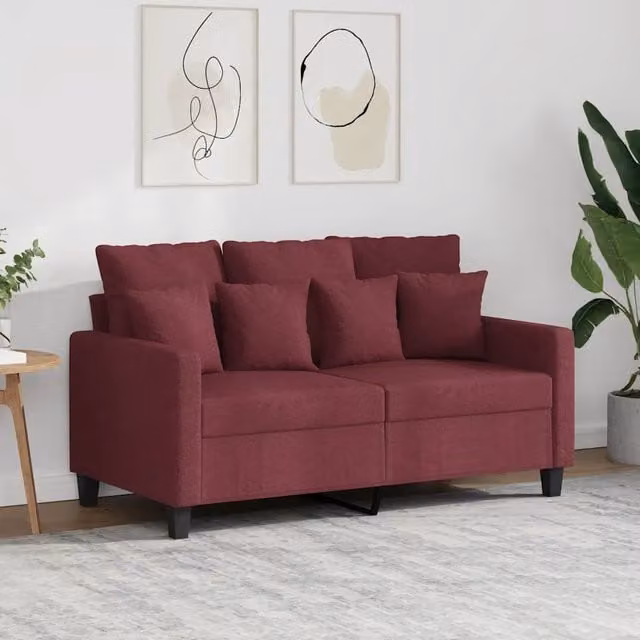 Divano moderno vidaXL in tessuto rosso con struttura in metallo e cuscini inclusi L: 138 cm, P: 77 cm, H: 80 cm – 1