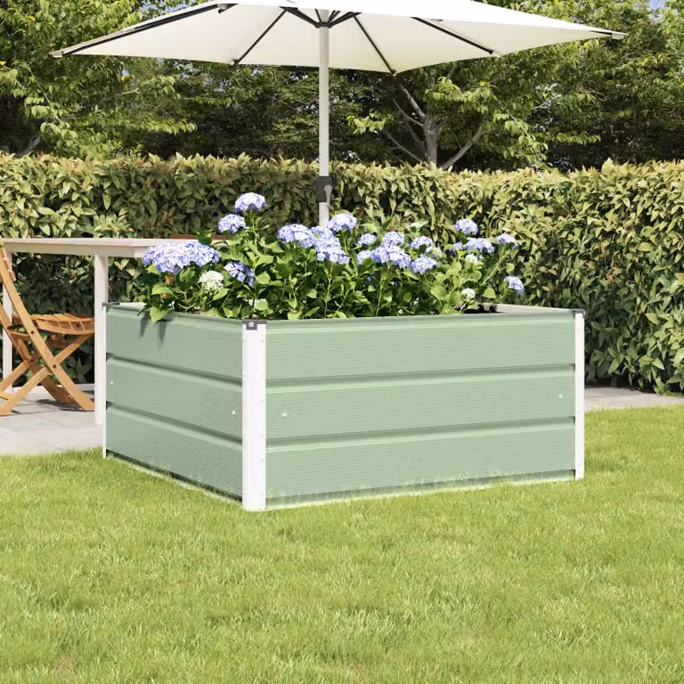 Fioriera vidaXL in acciaio verde, L 100 x P 100 x H 45 cm