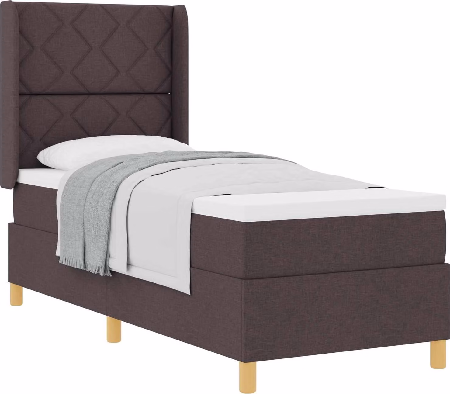 Letto a molle con materasso marrone scuro 80 x 200 cm in tessuto