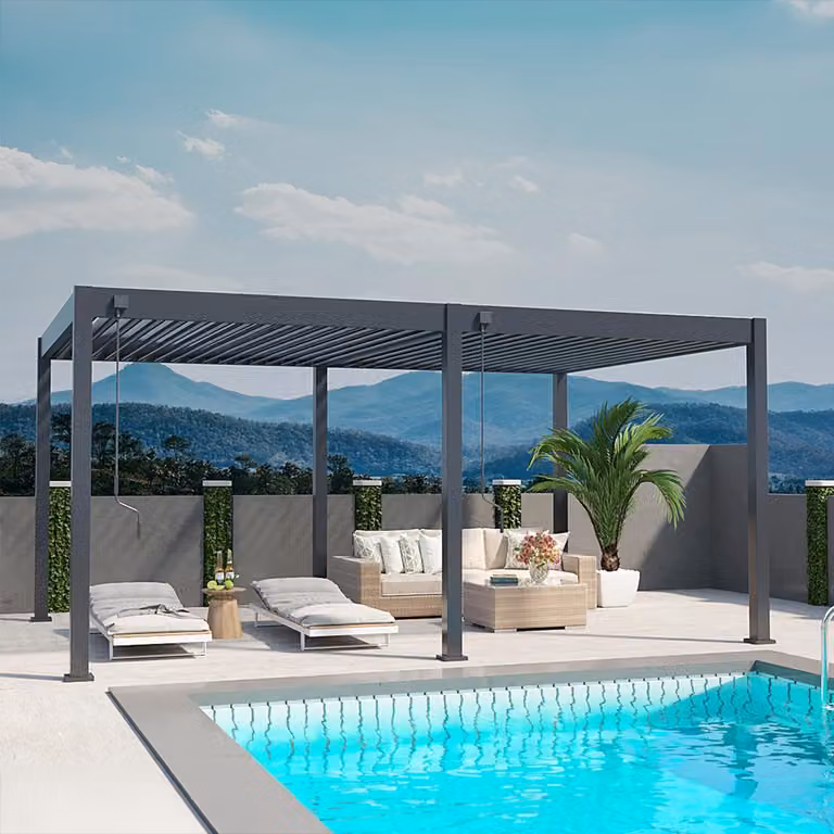 Pergola Weide Deluxe interamente in alluminio, 3,6x5,3 m, con tetto a lamelle, autoportante, antracite