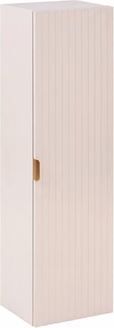 Mobile da bagno sospeso con struttura in MDF beige, 4 ripiani, frontali scanalati, stile glamour