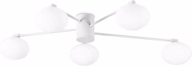 Plafoniera Moderna Ideal Lux Hermes in Metallo e Vetro Bianco con 5 Luci G9