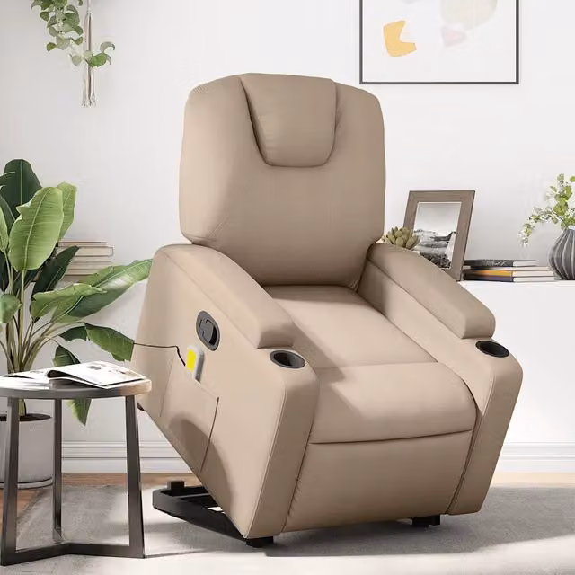 Divano Sedia-Poltrona Alzapersone Massaggi Reclinabile Cappuccino Similpelle 934926