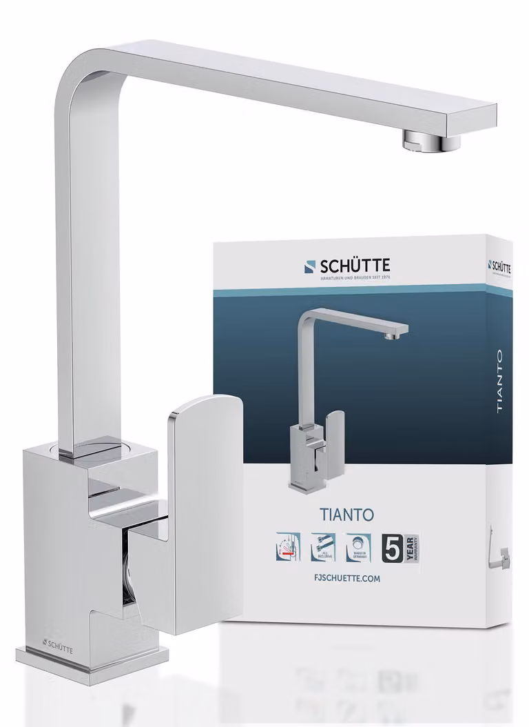 Rubinetto da cucina SCHÜTTE TIANTO, rubinetto da cucina orientabile a 360°, miscelatore da cucina, rubinetto per lavello in cromo