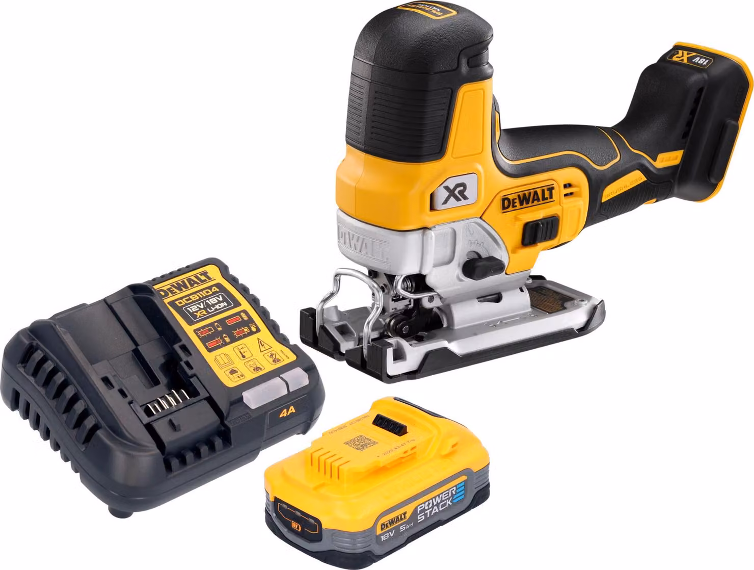 Seghetto alternativo a batteria DeWalt DCS 335 H1 18 V 135 mm Brushless + 1x batteria Powerstack 5,0 Ah + caricabatteria