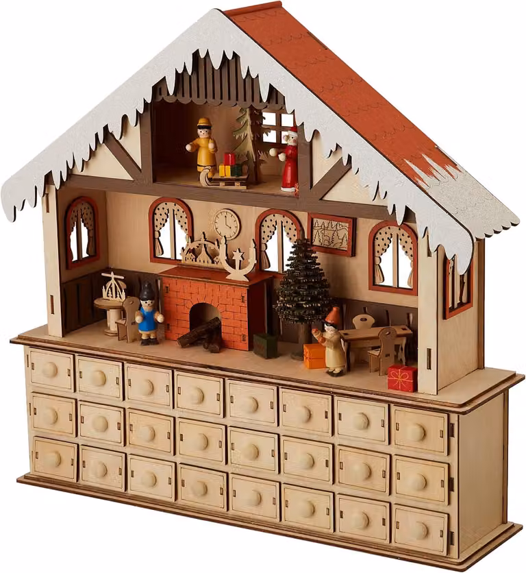 Calendario dell'Avvento in legno con illuminazione - Decorazione natalizia moderna