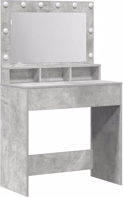 Toeletta moderna con specchio Hollywood LED in grigio cemento L: 78,5 cm, P: 41 cm, H: 135 cm