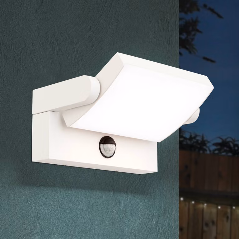 ORION Applique LED esterni Ginger sensore, bianco, IP54, Bianco / Opale, Alluminio, Moderno