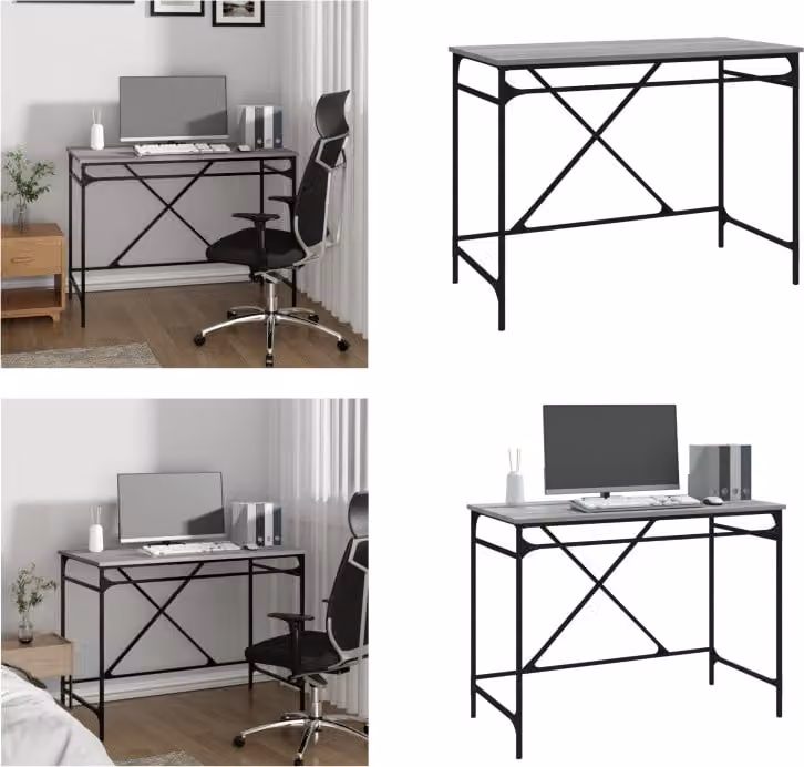 vidaXL Scrivania Grigio Sonoma 100x50x76 cm Materiale a base di legno e ferro - Scrivania - Scrivania - Scrivania per ufficio - Scrivania per computer